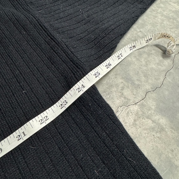 Black Ribbed V-Neck Button Cardigan Sweater - Picture 5 of 6